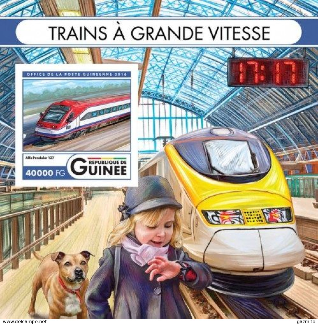 Guinea 2016, High Speed Trains, Clock, Dog, BF IMPERFORATED - Relojería