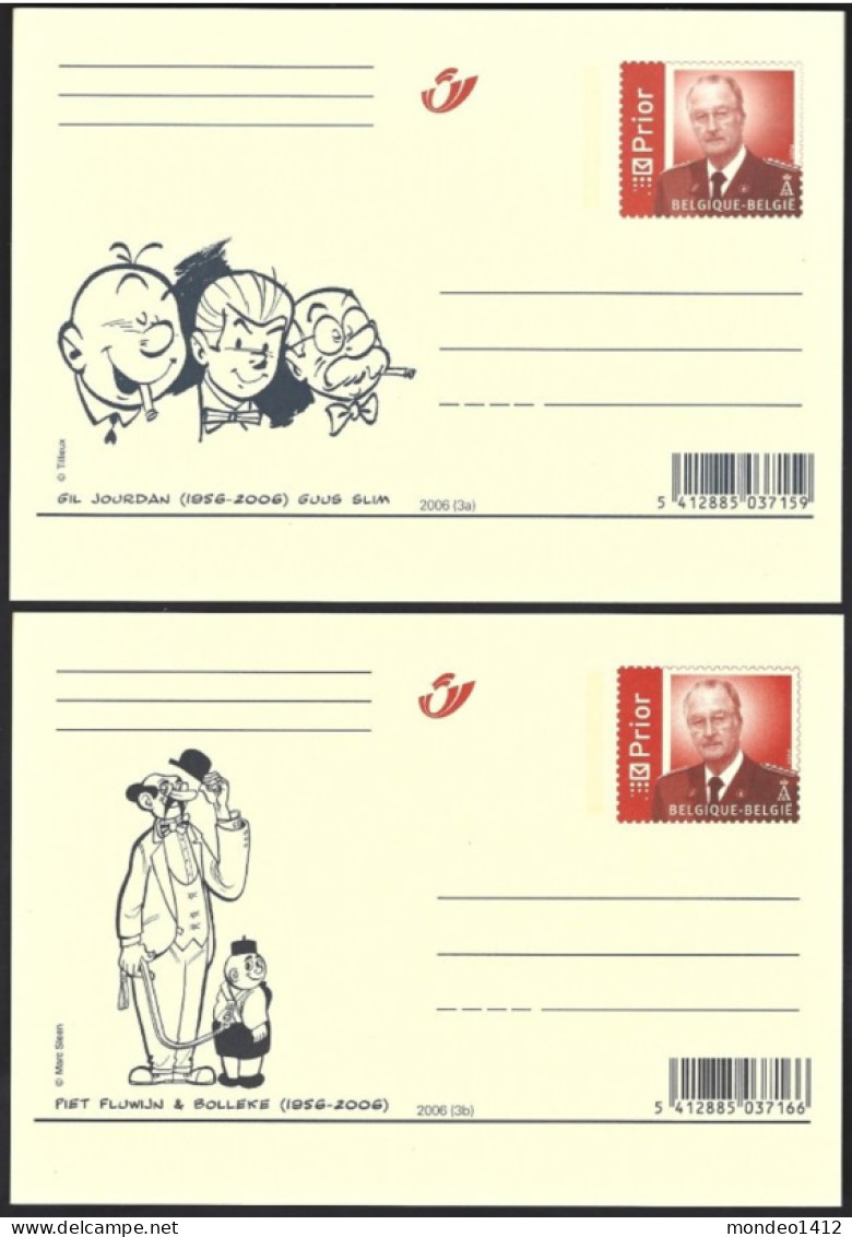 2006 - Briefkaarten / Cartes Entier Postaux - Gil Jourdan, Piet Fluwijn & Bolleke - Comics, Strips, Cartoon, BD - Cartoline 1951-..