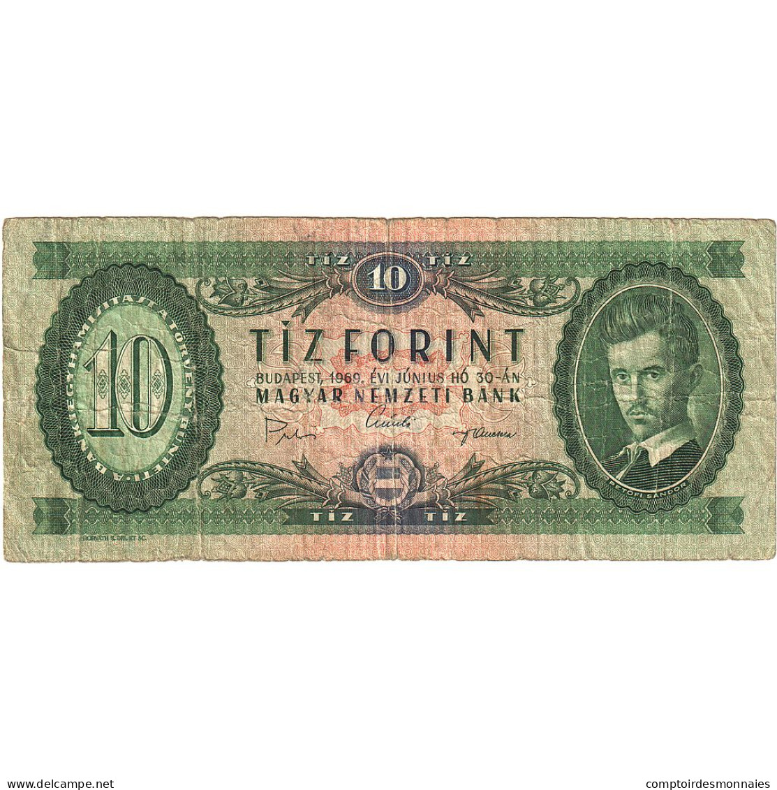 Hongrie, 10 Forint, 1969, 1969-06-30, KM:168b, B - Hongarije