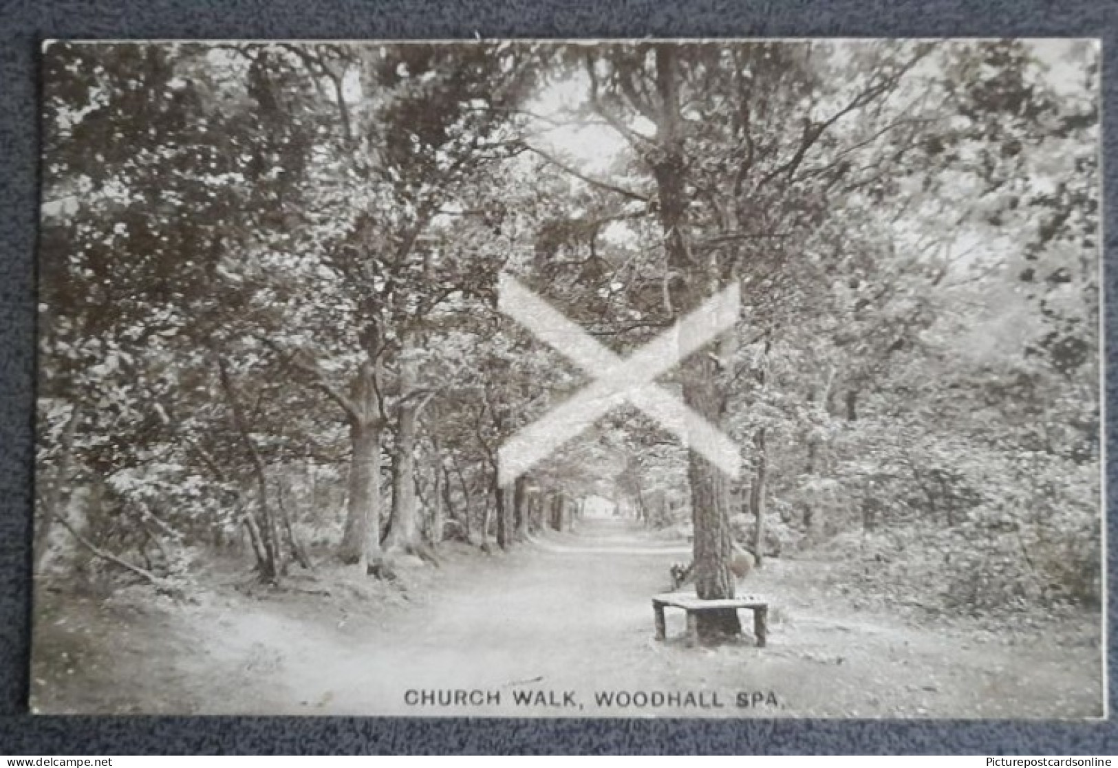 WOODHALL SPA CHURCH WALK OLD B/W POSTCARD LINCOLNSHIRE - Autres & Non Classés