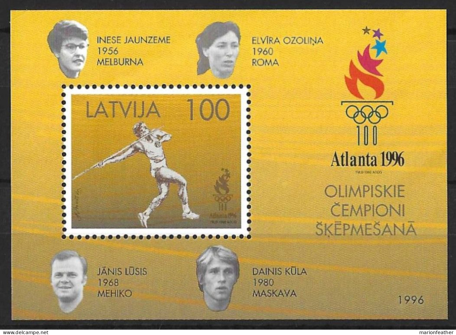 LATVIA...." 1996..".....OLYMPIC GAMES......SGMS449.....MINI SHEET....MNH..... - Summer 1996: Atlanta