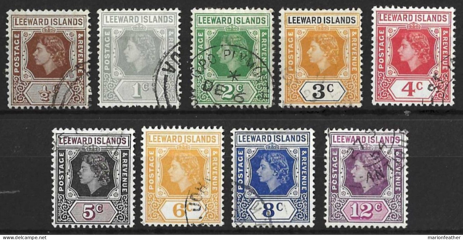 LEEWARD IS...QUEEN ELIZABETH...II...(1952-22.)...." 1954.."....SET TO 12c......VFU.. - Leeward  Islands