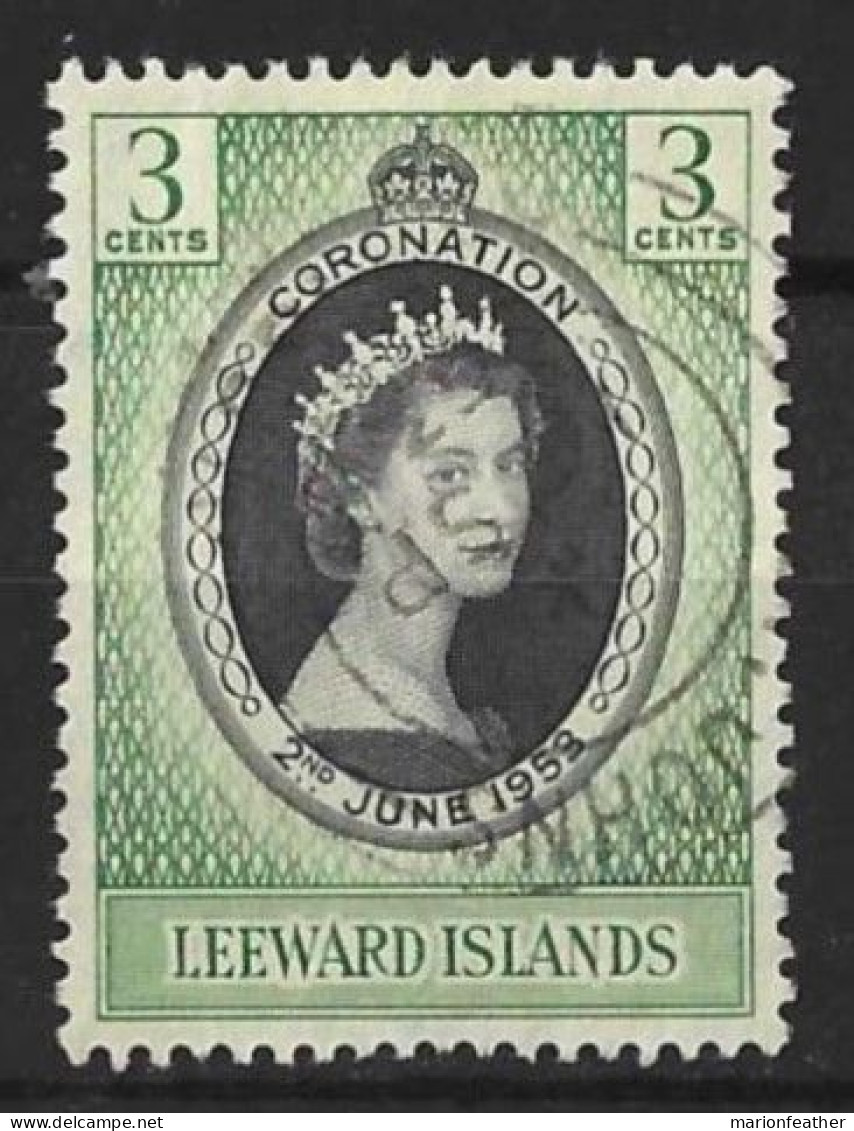 LEEWARD IS...QUEEN ELIZABETH...II...(1952-22.)....CORONATION....3c....CDS......VFU.. - Leeward  Islands