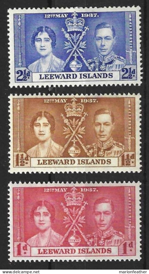 LEEWARD IS...KING GEORGE VI..(1936-52.)....OMNIBUS.....CORONATION...SET OF 3......MH...... - Leeward  Islands