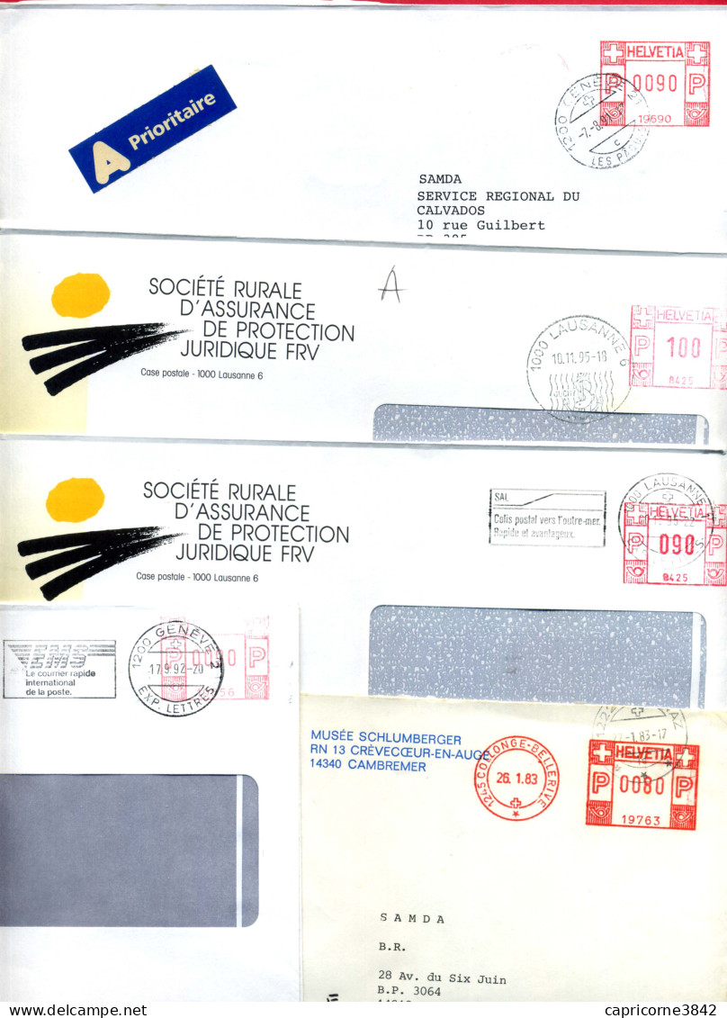 Lot De 5 Enveloppes Oblitérations Mécaniques - Postage Meters