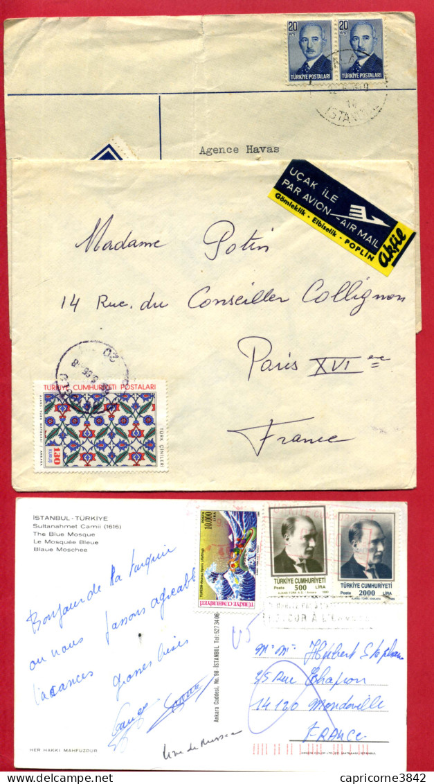 2 Enveloppes + Carte Postale -  Président Ataturk N° 2610-2652 + 2774 - Ismet Inönü N°1069 + Faience N°1776 - Briefe U. Dokumente