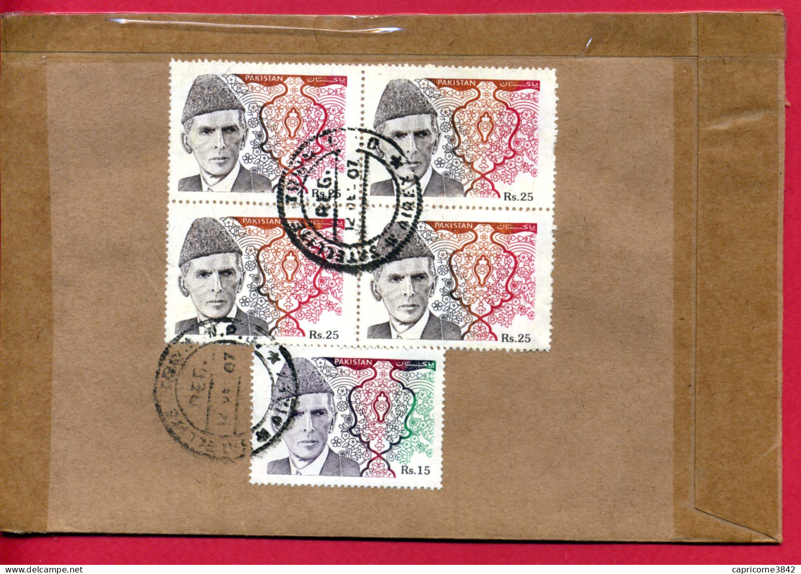 2007 - Lettre Recommandée Pour La France - Timbres Au Dos ALI JINNAH N°861 Et 859 - Pakistán