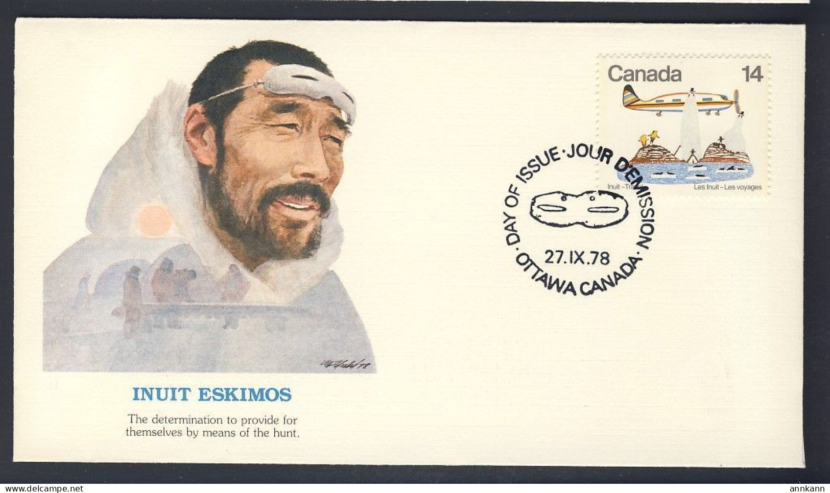 4x FDC - INUIT ESKIMOS #769-770-771-772  - 1978 SEPTEMBER 27 -  CANADA POSTAL HISTORY - 1971-1980