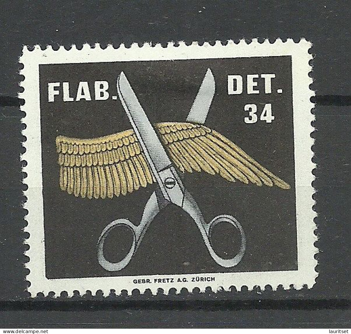 SCHWEIZ Switzerland 1939 Soldatenmarke FLAB. DET. 34 * Military - Vignetten