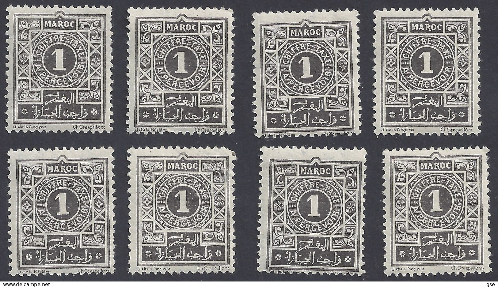 MAROCCO 1917 - Yvert 27** (x8) - Tasse | - Strafport