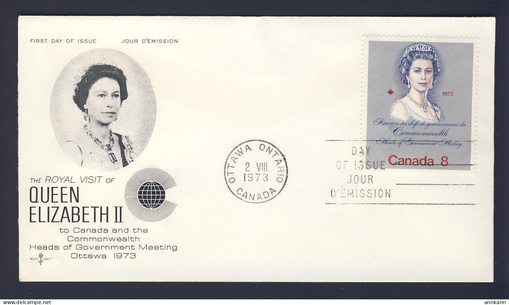 2x FDC 1973 #620-621 Queen Elizabeth II - CANADA POSTAL HISTORY - 1971-1980