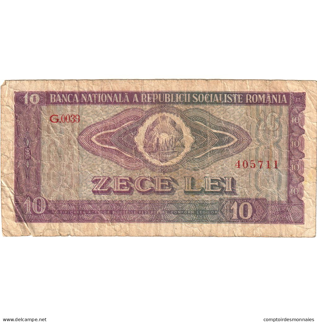 Roumanie, 10 Lei, 1966, KM:94a, B - Roumanie