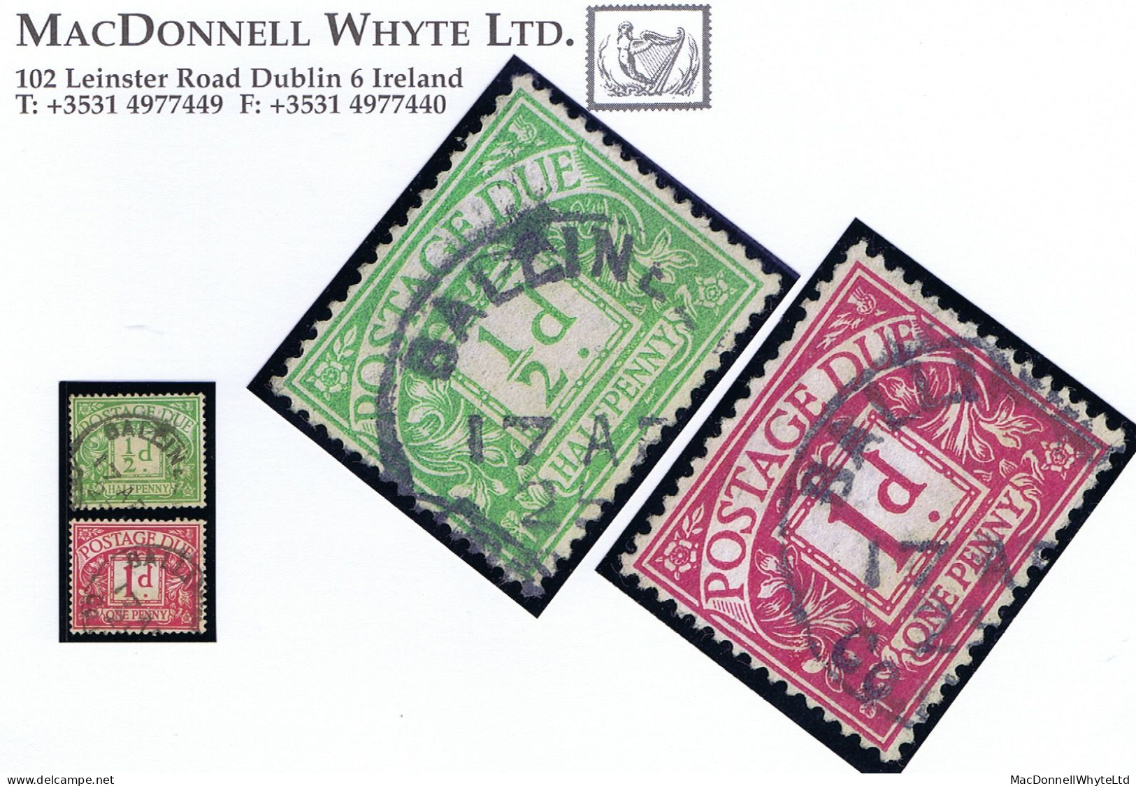 Ireland Postage Due Transition Cork 1922 Great Britain ½d, 1d Used After Independence  BALLINEEN 17 AP 25 Cds - Strafport