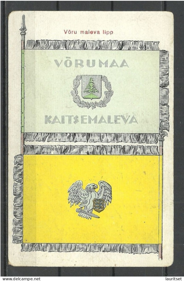 ESTLAND Estonia 1925 Post Card Defence Ligue Kaitseliit VÕRU Malev Flag Flagge Military Heraldic - Estonia