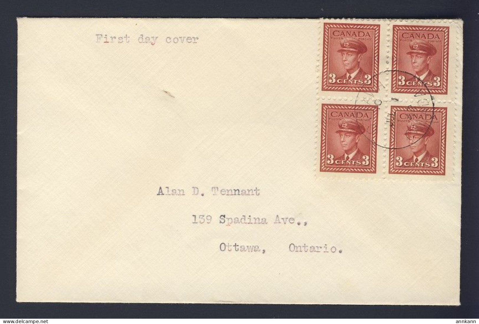 1942 WWII WW2 Blocks And Single - #249 Block-250 Block-251 Block -253 Single- 4x FDC CANADA POSTAL HISTORY - ....-1951