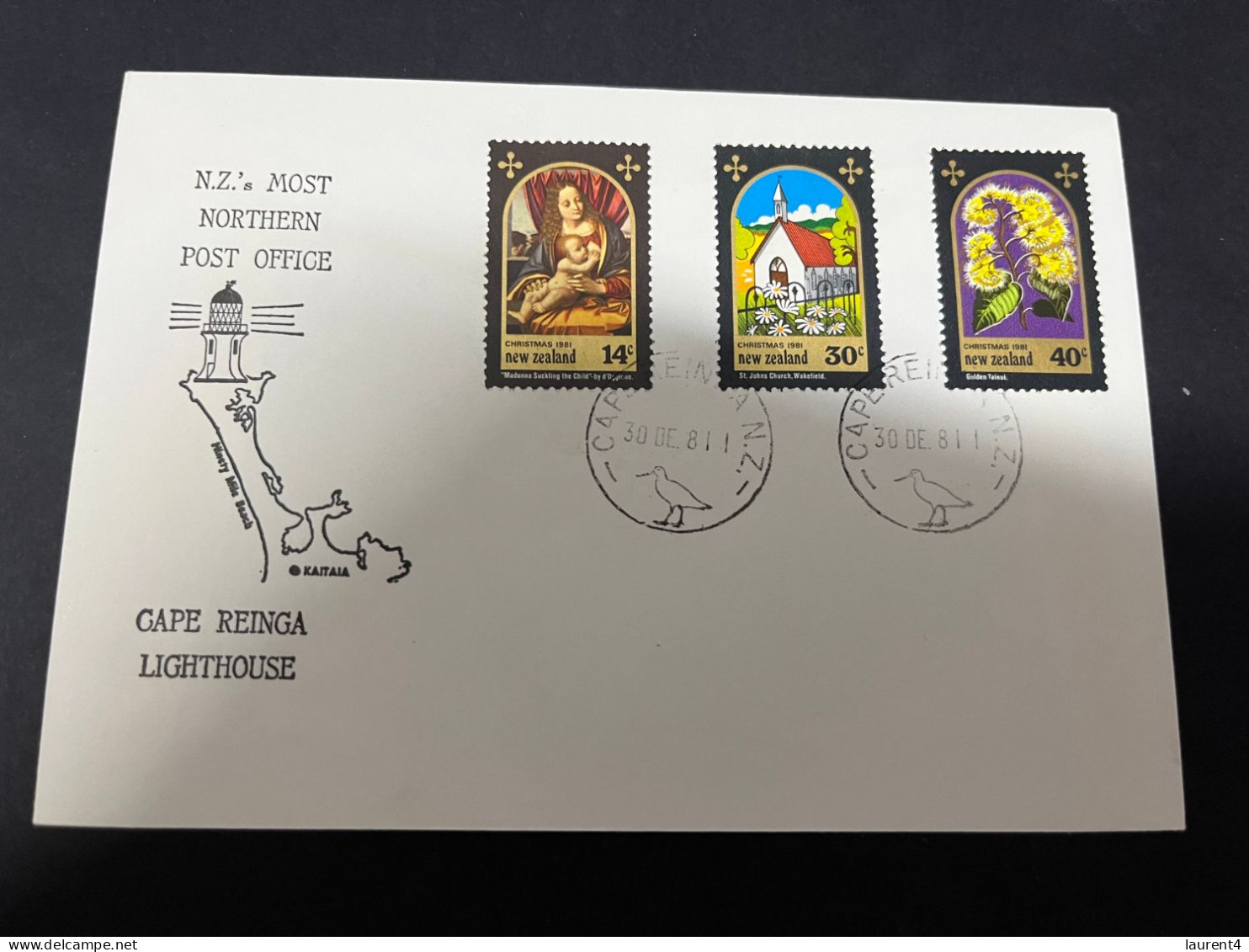 24-2-2024 (1 Y 9) New Zealand - 1981 - Cappe Reinga Lighthouse - Christmas - FDC