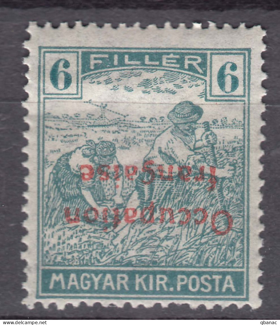 France Occupation Hungary Arad 1919 Yvert#7 Mi#9 Error - Inverted Overprint, Mint Hinged - Neufs