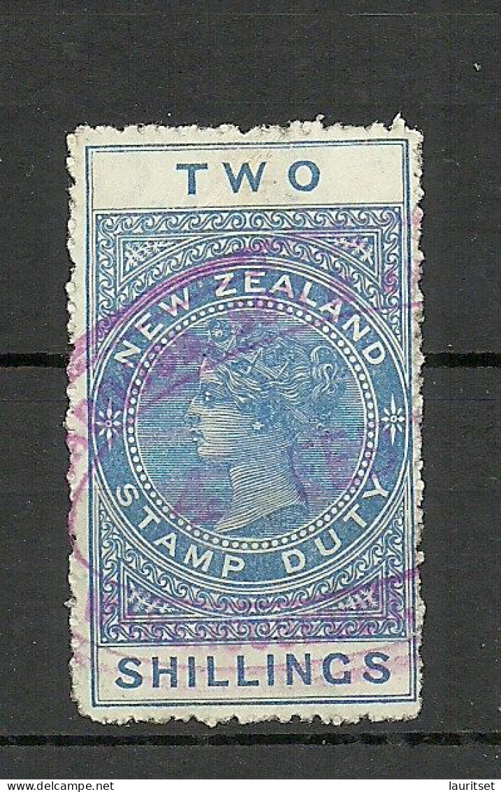 NEW ZEALAND 2 Sh. Stamp Duty Queen Victoria O - Post-fiscaal