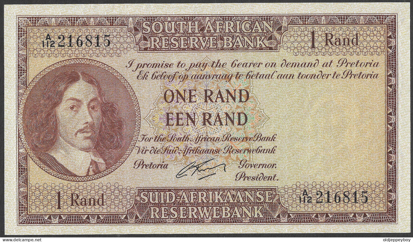 SOUTH AFRICA. 1 Rand 1962 (P-103b). RARE!  GEM UNC PERFECT CONDITION RARE! - Sudafrica