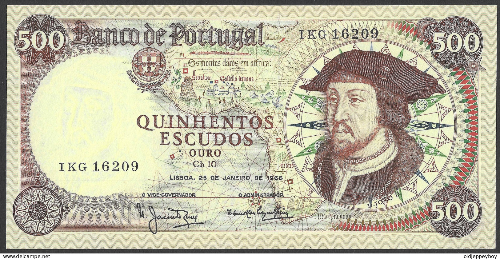 PORTUGAL 500 Escudos From1966, Ch.10, PTE, P170a(5) GEM UNC PERFECT CONDITION - Portugal