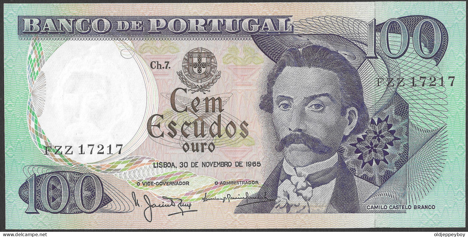 PORTUGAL 100 ESCUDOS 1965 PICK 169a  GEM UNC PERFECT CONDITION - Portogallo