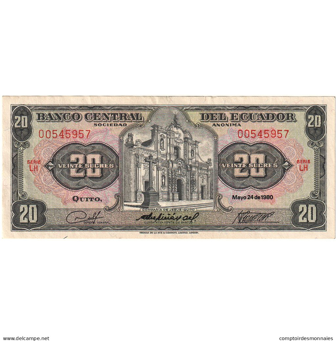 Équateur, 20 Sucres, 1980-05-24, KM:115b, NEUF - Equateur