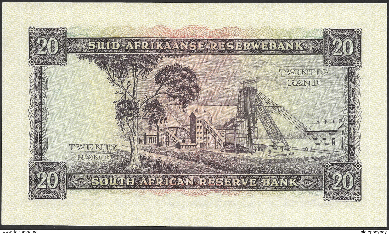 SOUTH AFRICA 20 Rand 1961, P-108, English Top, Sign: De Kock, D1 699974  RARE!  GEM UNC PERFECT CONDITION RARE! - Suráfrica