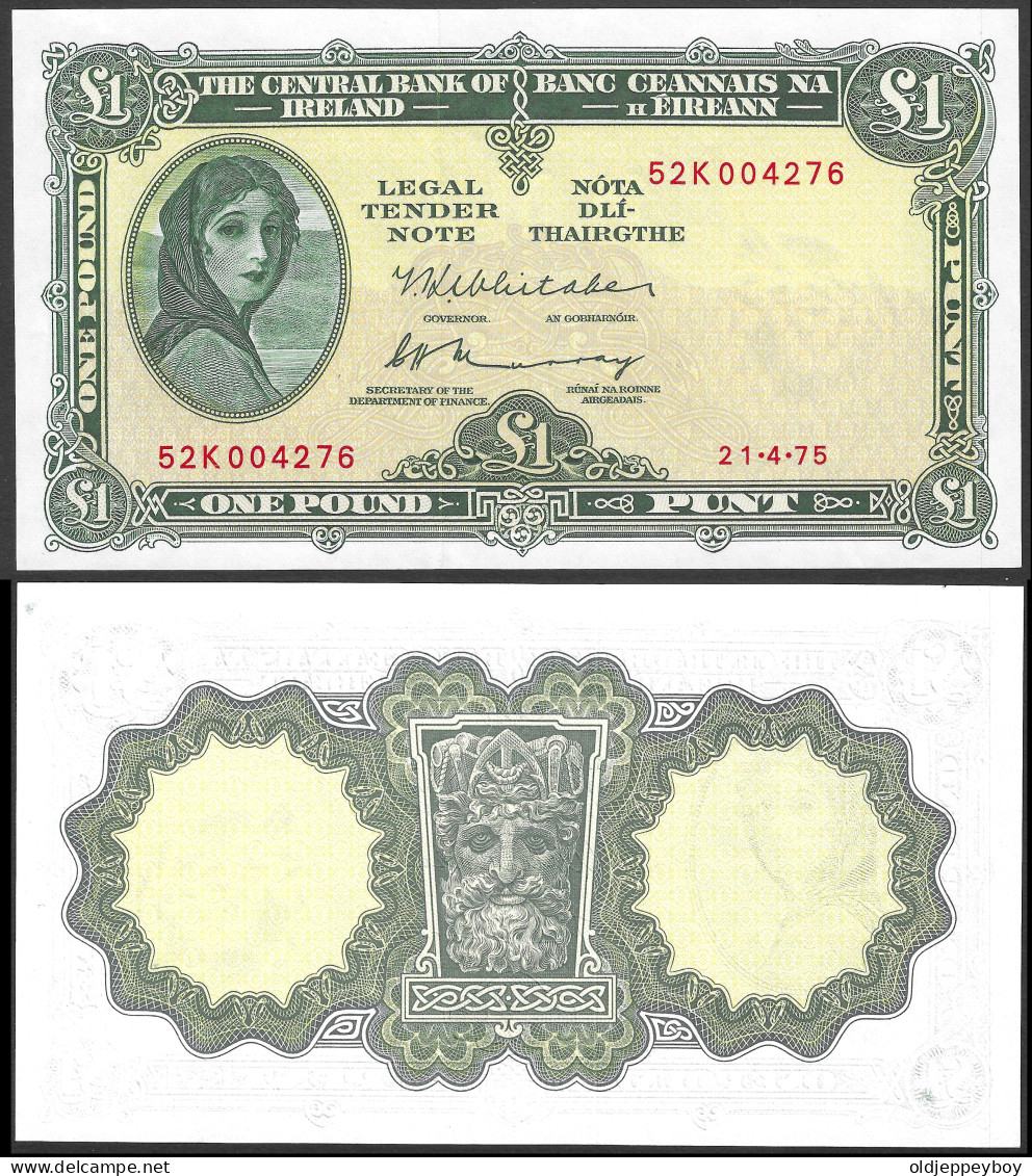 Ireland | 1975 | 1 Pound | P.64c | 52K 004276 | UNC - Irlanda