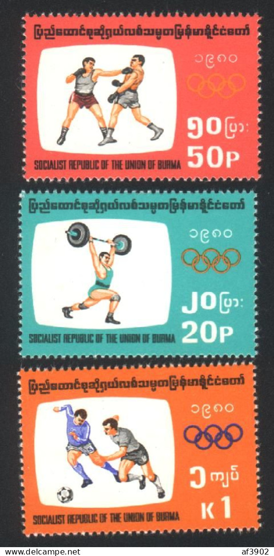 BURMA/MYANMAR STAMP 1980 ISSUED MOSCO OLYMPICS COMMEMORATIVE SET, MNH - Myanmar (Burma 1948-...)