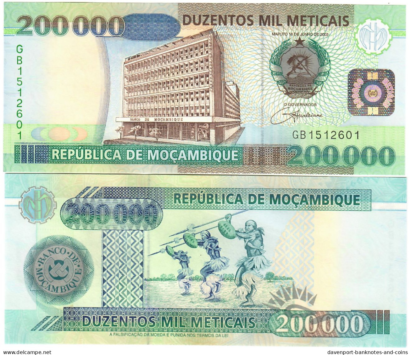 Mozambique 200000 Meticais 2003 UNC - Mozambico