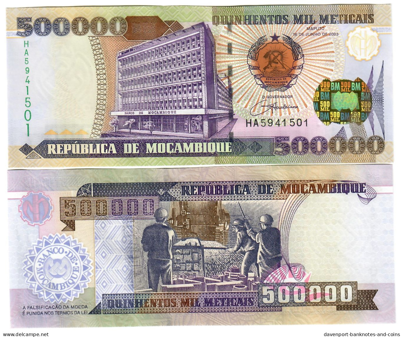 Mozambique 500000 Meticais 2003 UNC - Mozambique