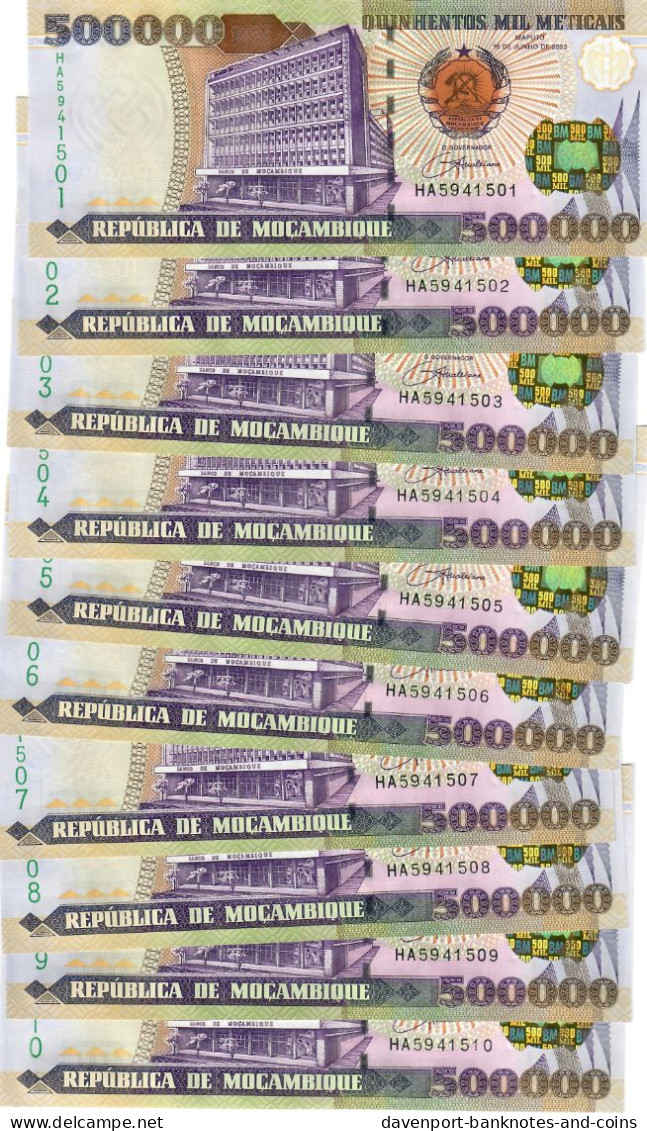 Mozambique 10x 500000 Meticais 2003 UNC - Mozambico