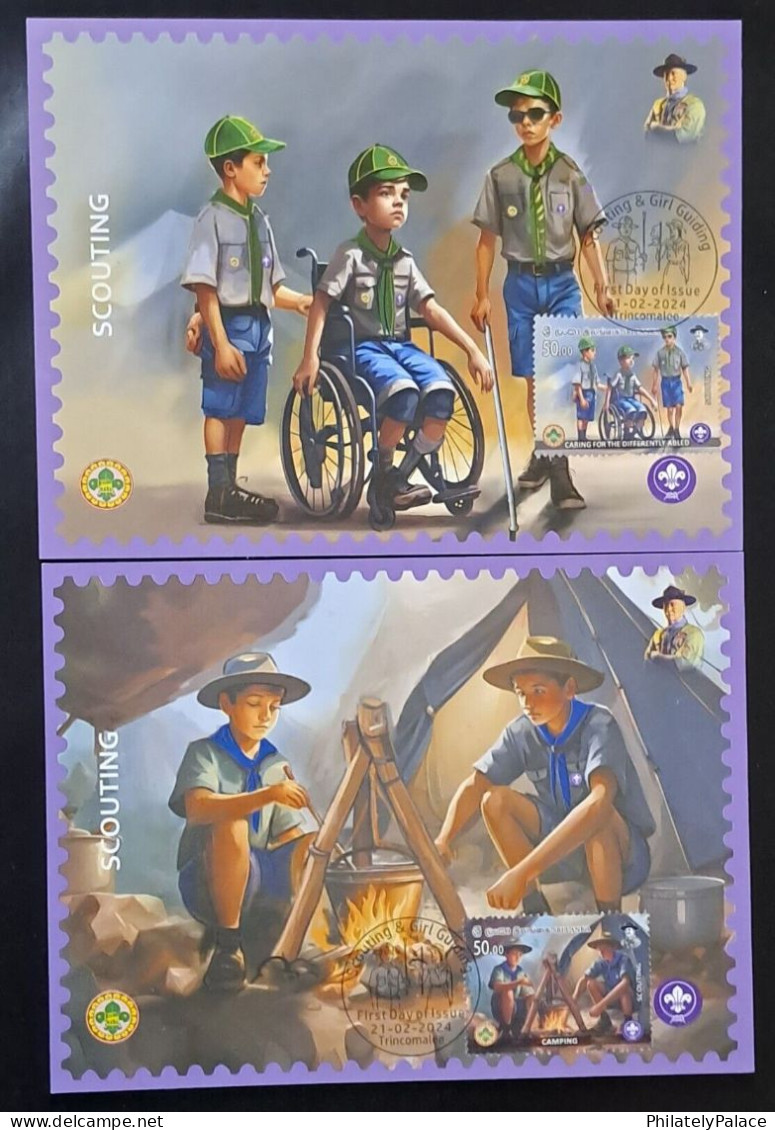 Sri Lanka 2024,Scouting & Girl Guiding,Cook,Food,Fire,Plant,Deer,Disabiliy,Scout,Set of 10 Maximum Cards,Maxim Card (**)