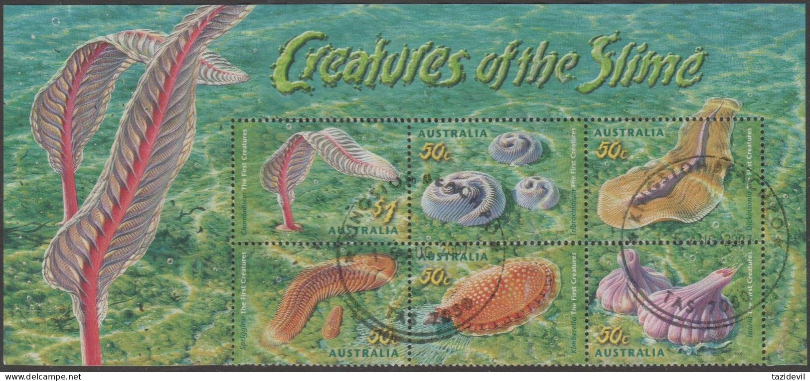 AUSTRALIA - USED - 2005 $3.50 Creatures Of The Slime - Top Half Of Souvenir Sheet - Oblitérés