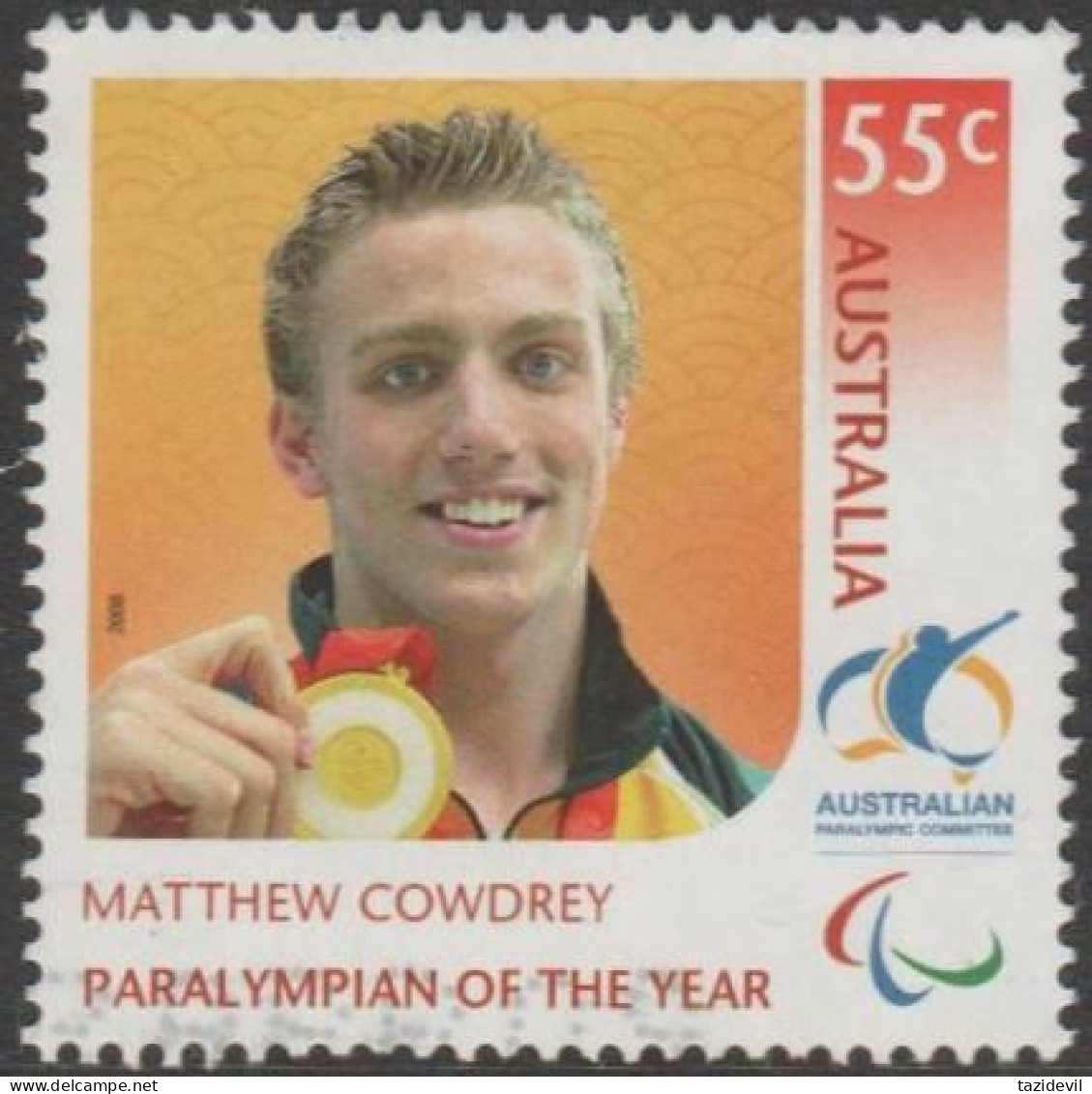 AUSTRALIA - USED - 2008 55c Paralympian Of The Year - Matthew Cowdrey - Oblitérés