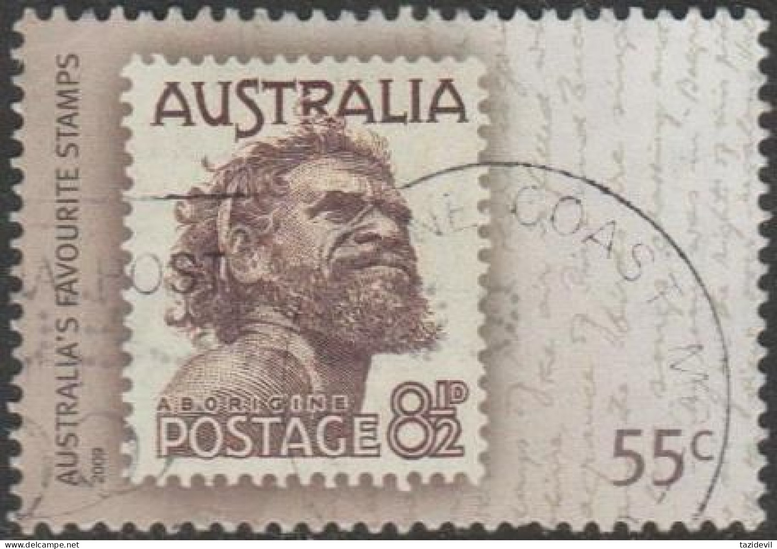 AUSTRALIA - USED - 2009 55c Australia's Favourite Stamps - 8½d Aboriginal - Oblitérés