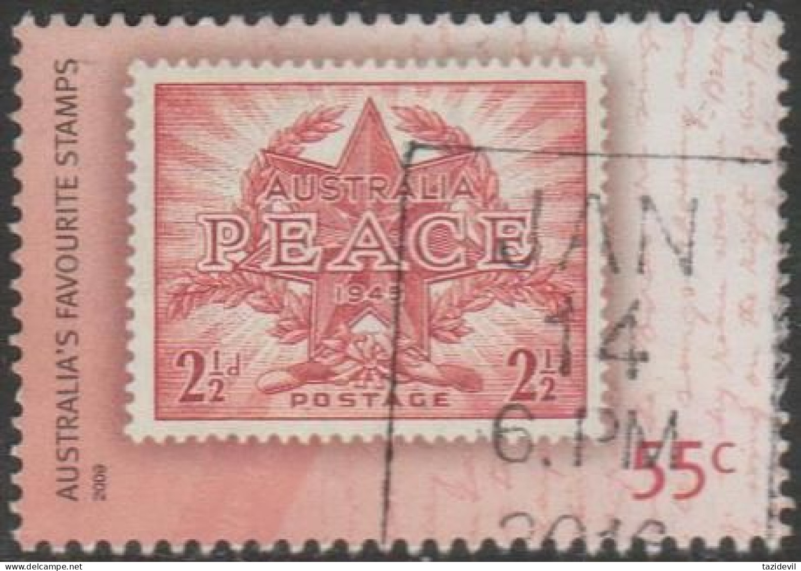AUSTRALIA - USED - 2009 55c Australia's Favourite Stamps - 2½d Peace And Victory - Usati