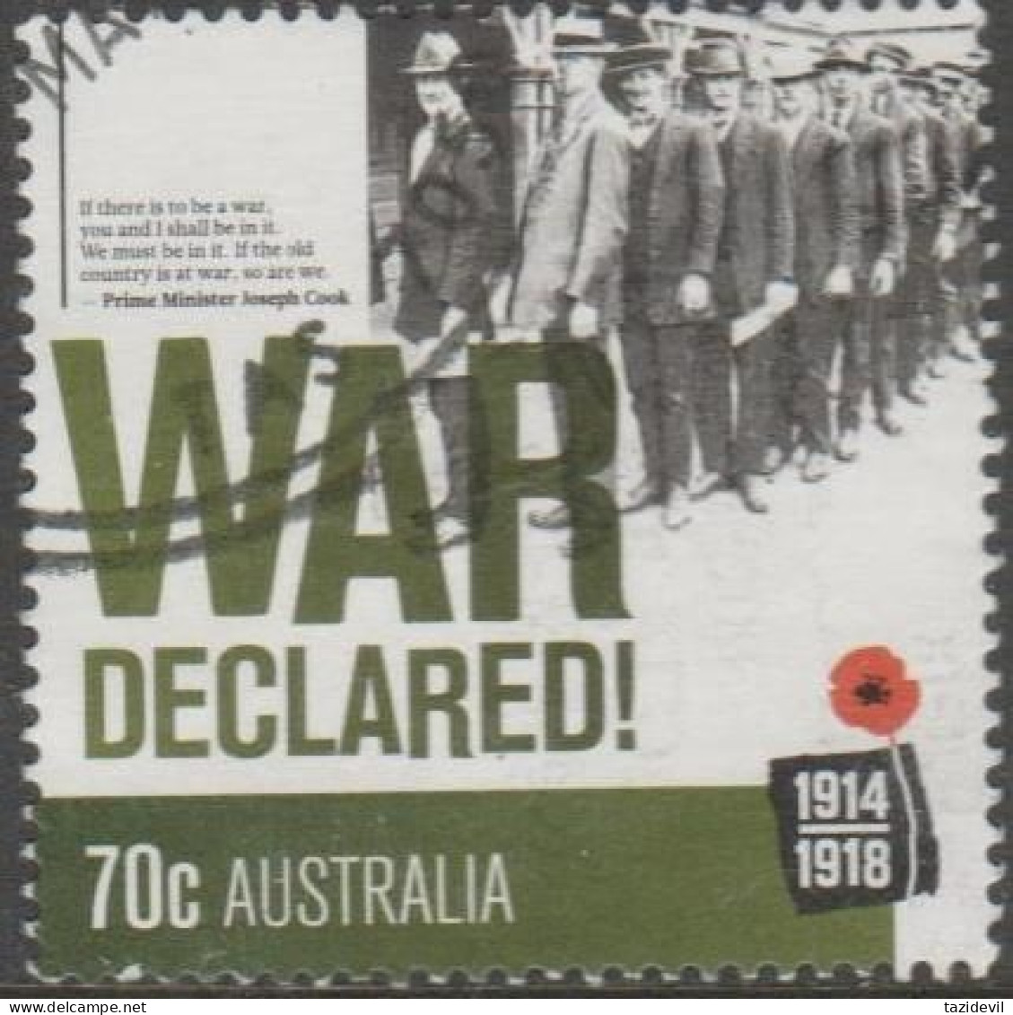 AUSTRALIA - USED - 2014 70c Australian's At War - War Declared - Usados
