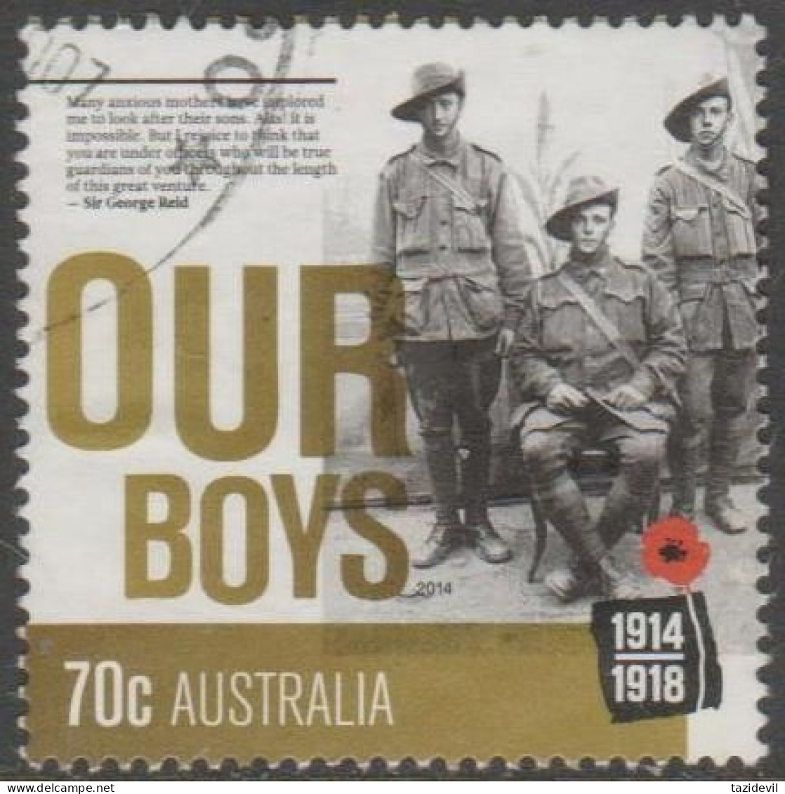 AUSTRALIA - USED - 2014 70c Australian's At War - Our Boys - Used Stamps