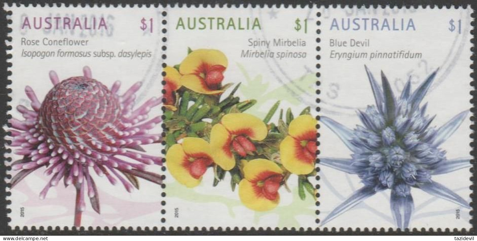 AUSTRALIA - USED - 2015 $3.00 Wildflowers Strip Of Three - Used Stamps