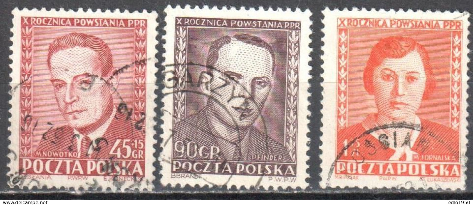 Poland 1952 - Polish Workers' Party - Mi 721-23 Used - Gebraucht