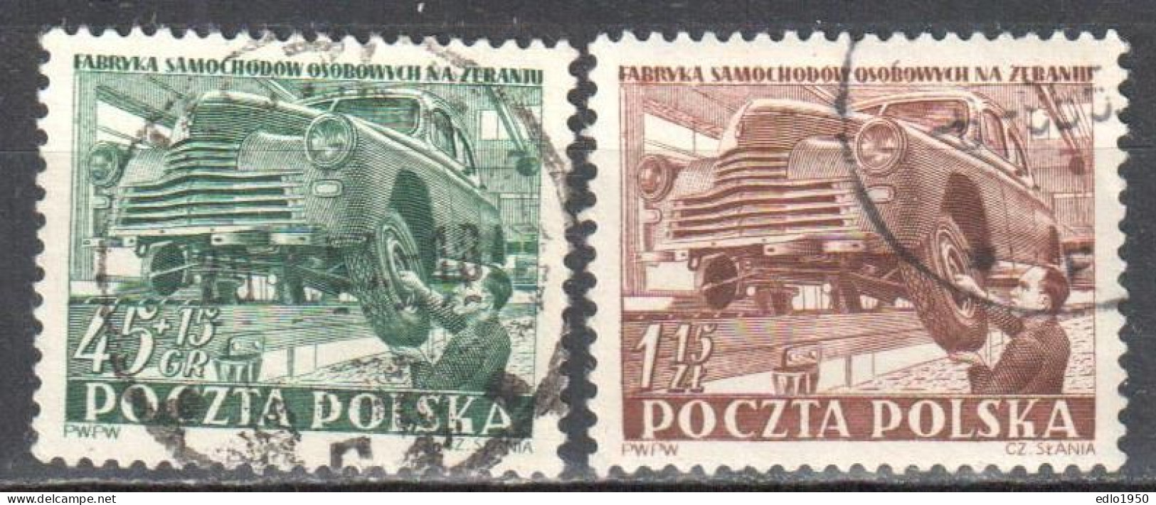 Poland 1952 Car Factory In Zeran - Mi 787-88 - Used - Gebraucht