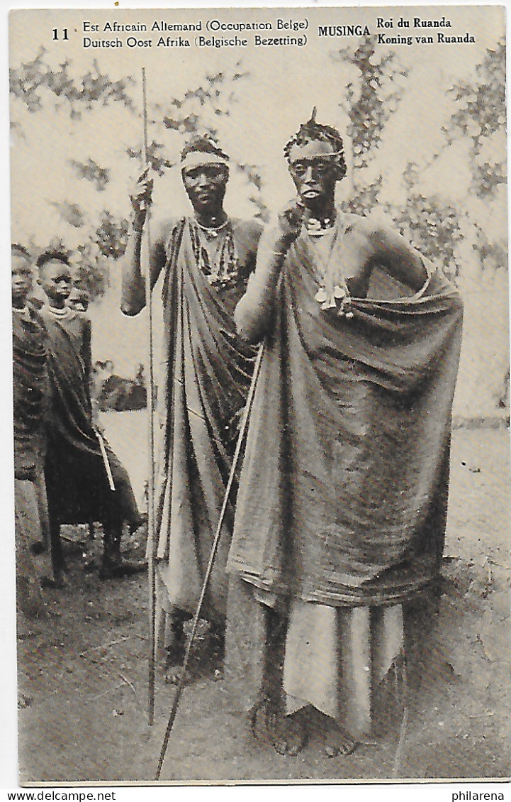 Ansichtskarte Belgisch Kongo, Besetzung DOA, 1920: Roi De Ruanda - Autres & Non Classés