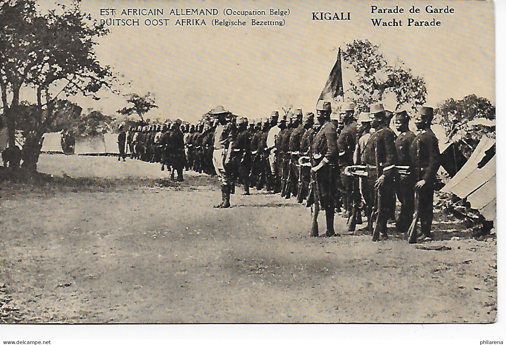 Ansichtskarte Belgisch Kongo, Besetzung DOA, 1920: Kigali, Parade De Garde - Otros & Sin Clasificación
