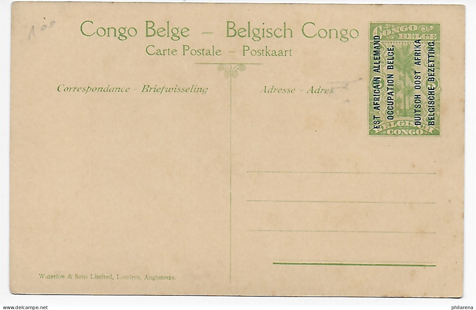 Ansichtskarte Belgisch Kongo, Besetzung DOA, 1920: Une Colonne D' Almbulance - Other & Unclassified