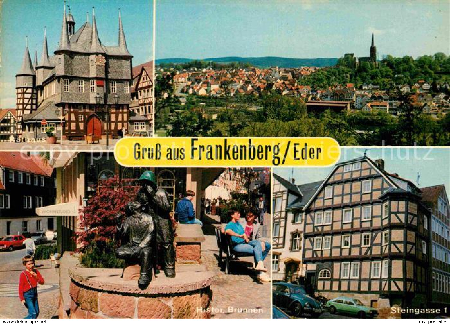 72917708 Frankenberg Eder Rathaus Stadtpanorama Historischer Brunnen Steingasse  - Frankenberg (Eder)