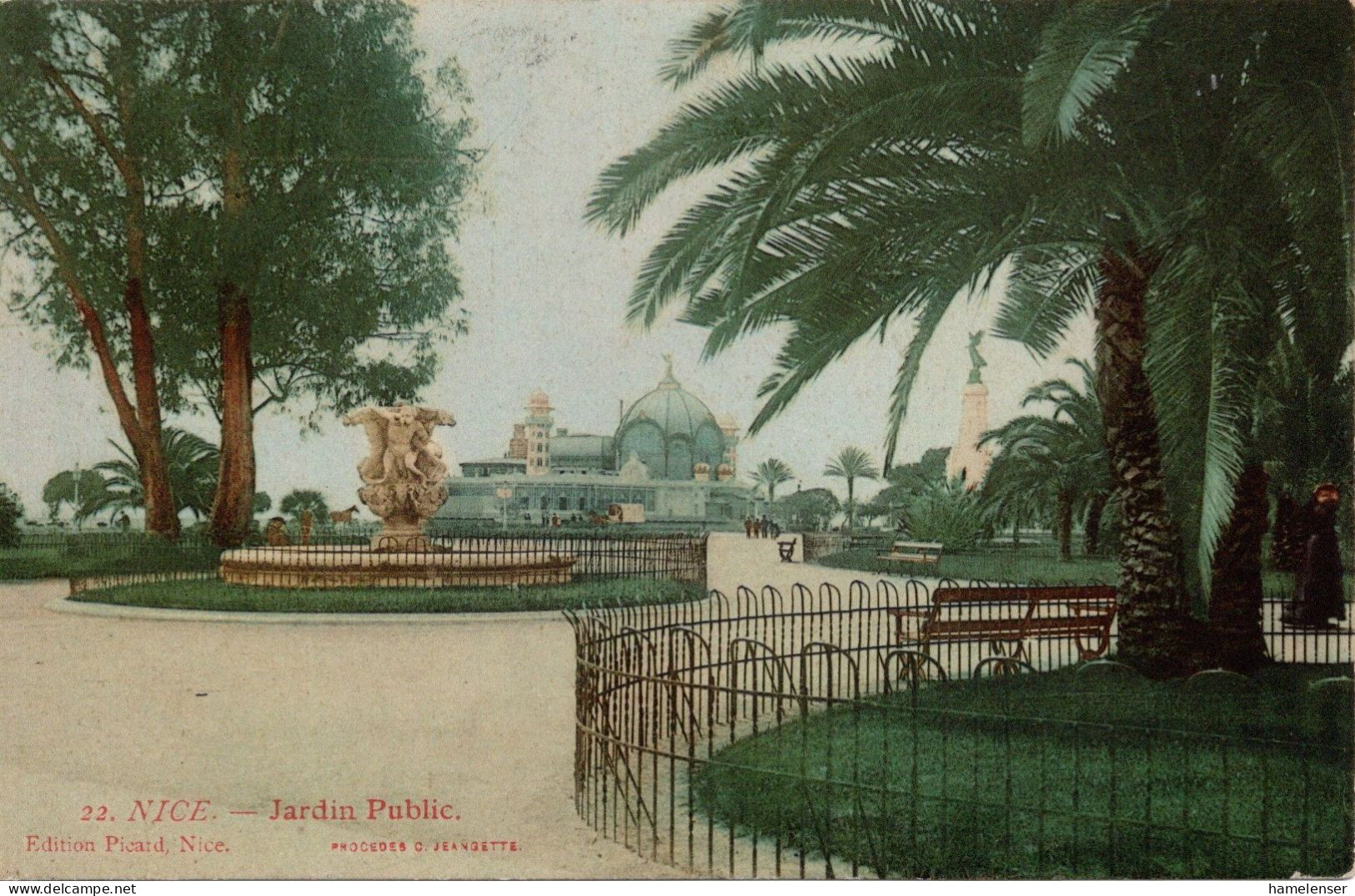 75340 - Frankreich - 1909 - AnsKte Nice Jardin Public, Gebraucht Nach Bayern - Parks, Gärten