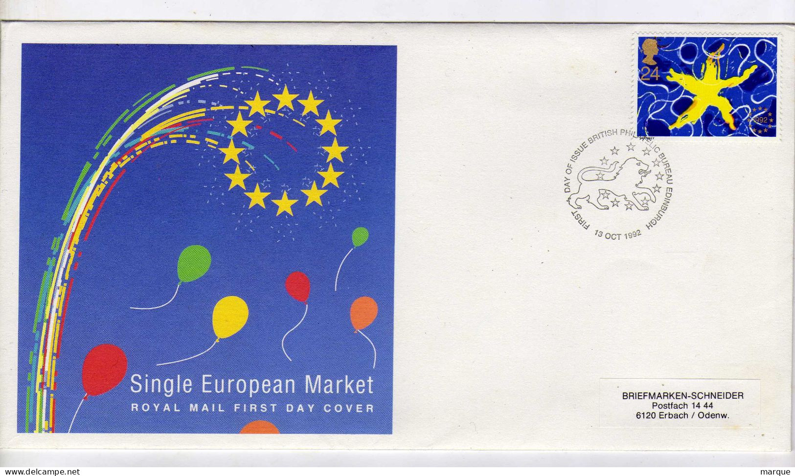 Enveloppe 1er Jour GRANDE BRETAGNE Oblitération EDINBURGH 12/10/1992 - 1991-2000 Em. Décimales