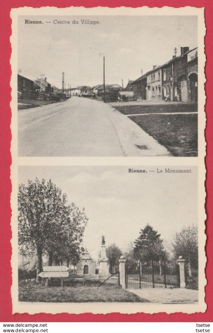 Rienne - Carte Postale ... 2 Vues - Centre Du Village Et Monument -  1964 ( Voir Verso ) - Gedinne