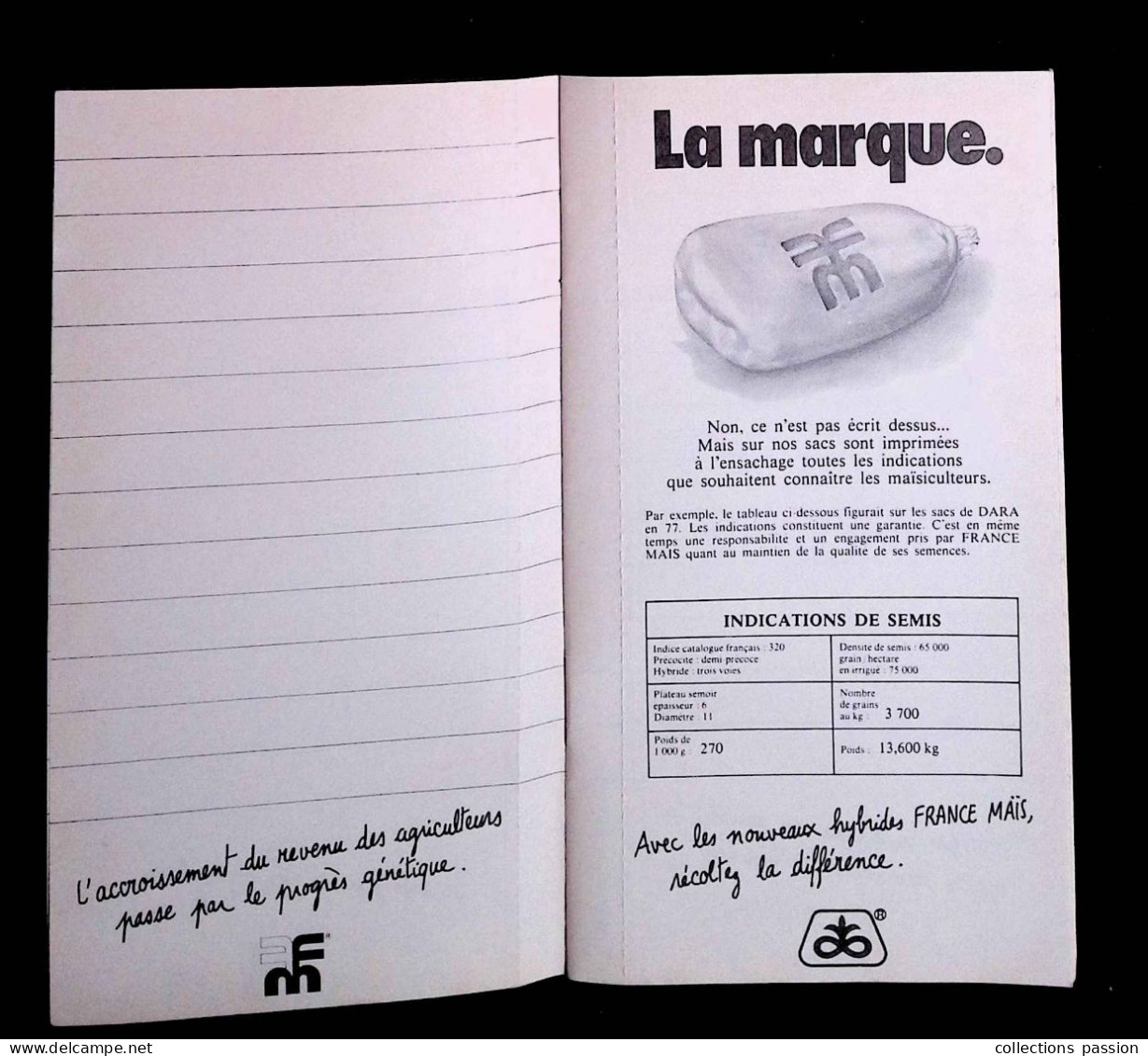 Publicité , Carnet De Notes, France Mais, Nouveaux Hybrides, Agriculture, 31, Toulouse, 4 Scans, Frais Fr 2.95 E - Publicités